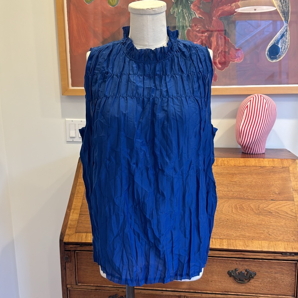 go BY GOSILK Shirr Enough Top - Cobalt